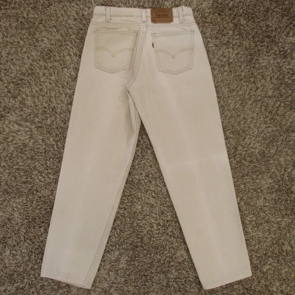 Levi's Vintage 80s Orange Tab Jeans Men 30x29 Beige 550 Relaxed Tapered Made USA - Picture 2 of 9